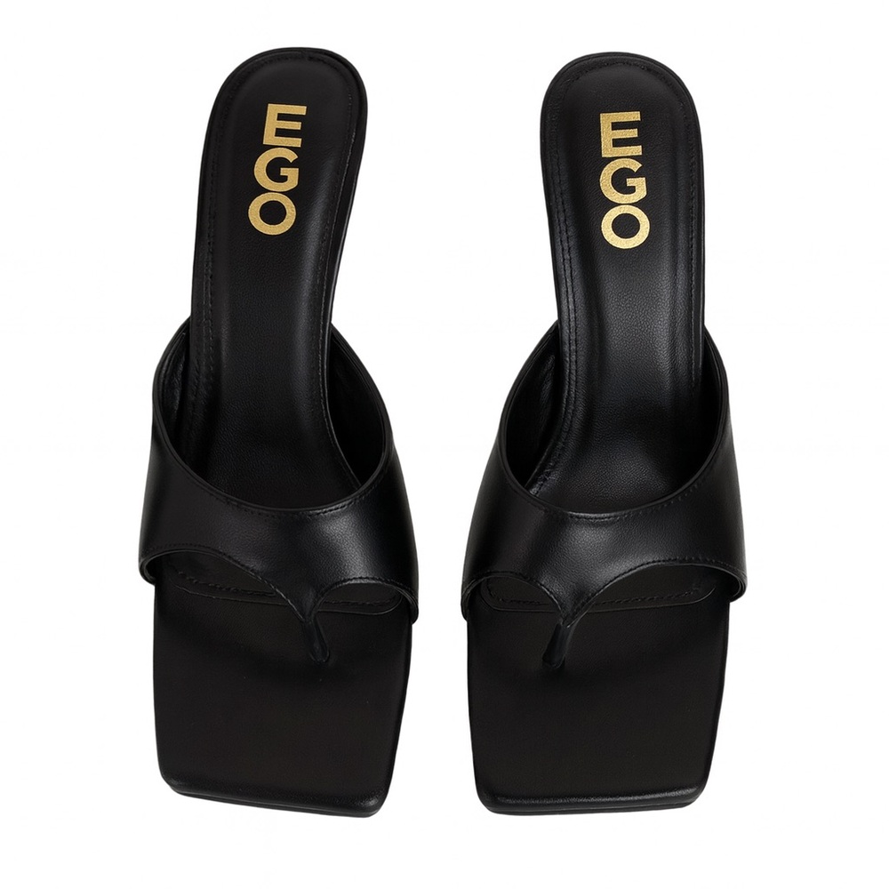 EGO Black Stiletto Square Toe Heels – Size 10